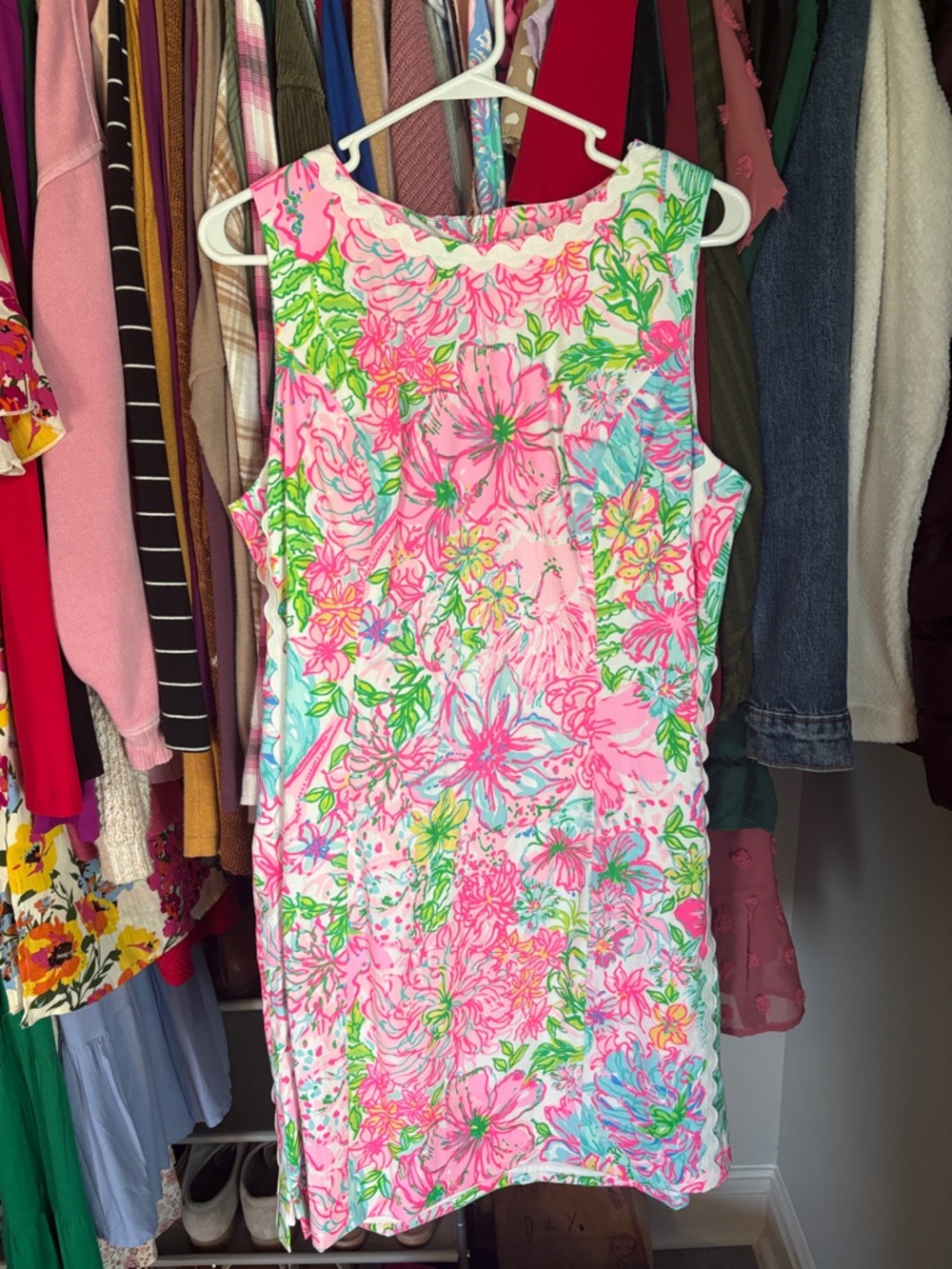 Lilly Pulitzer Pink Floral Ruffled-Trim Dress. NWT!